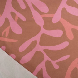 Tissu Jersey de Coton Coraux Coffee et Rose - Maison Klem