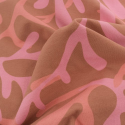 Tissu Jersey de Coton Coraux Coffee et Rose - Maison Klem