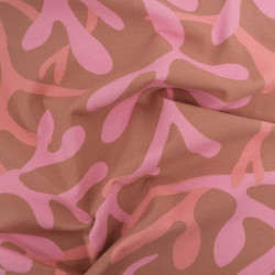 Tissu Jersey de Coton Coraux Coffee et Rose - Maison Klem