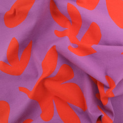Tissu Jersey de Coton Mona Violine et Rouge - Maison Klem