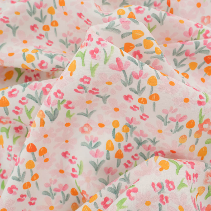 Viscose Impression Digitale Mini Fleurs Roses - Maison Klem
