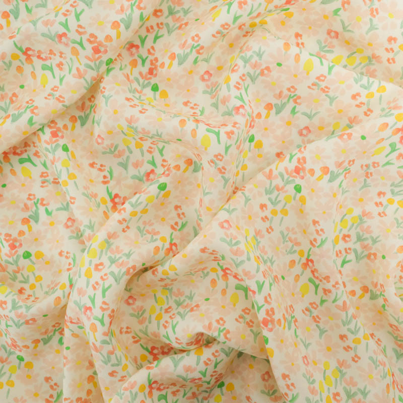 Viscose Impression Digitale Mini Fleurs Jaunes - Maison Klem