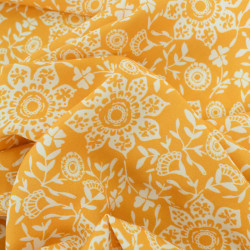 Viscose Impression Digitale Ethnique Floral Moutarde - Maison Klem