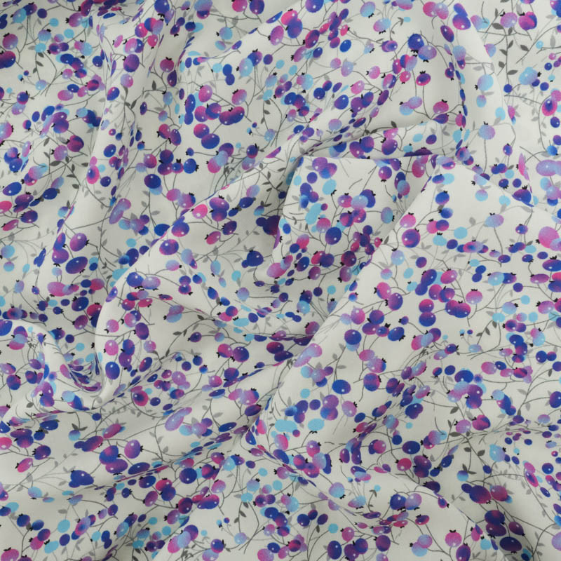 Viscose Impression Digitale Petites Baies Myrtille - Maison Klem