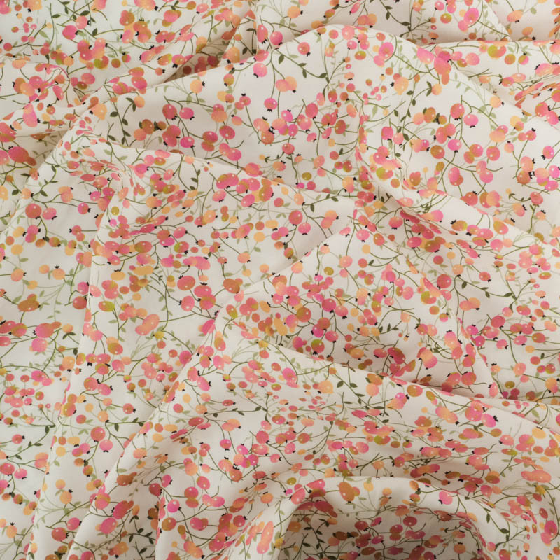Viscose Impression Digitale Petites Baies Roses - Maison Klem