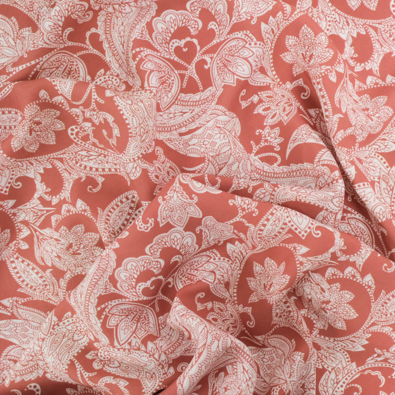 Viscose Impression Digitale Floral Cachemire Marsala - Maison Klem