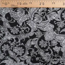 Viscose Impression Digitale Floral Cachemire Noir - Maison Klem