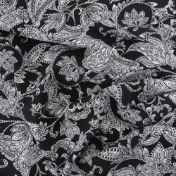 Viscose Impression Digitale Floral Cachemire Noir - Maison Klem