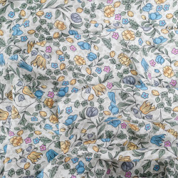 Viscose Impression Digitale Jardin Anglais Bleu - Maison klem