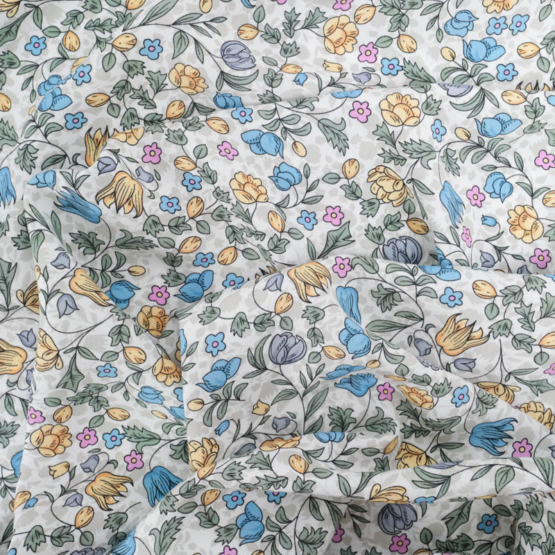 Viscose Impression Digitale Jardin Anglais Bleu - Maison klem