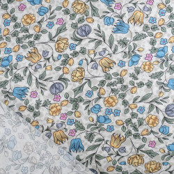 Viscose Impression Digitale Jardin Anglais Bleu - Maison klem