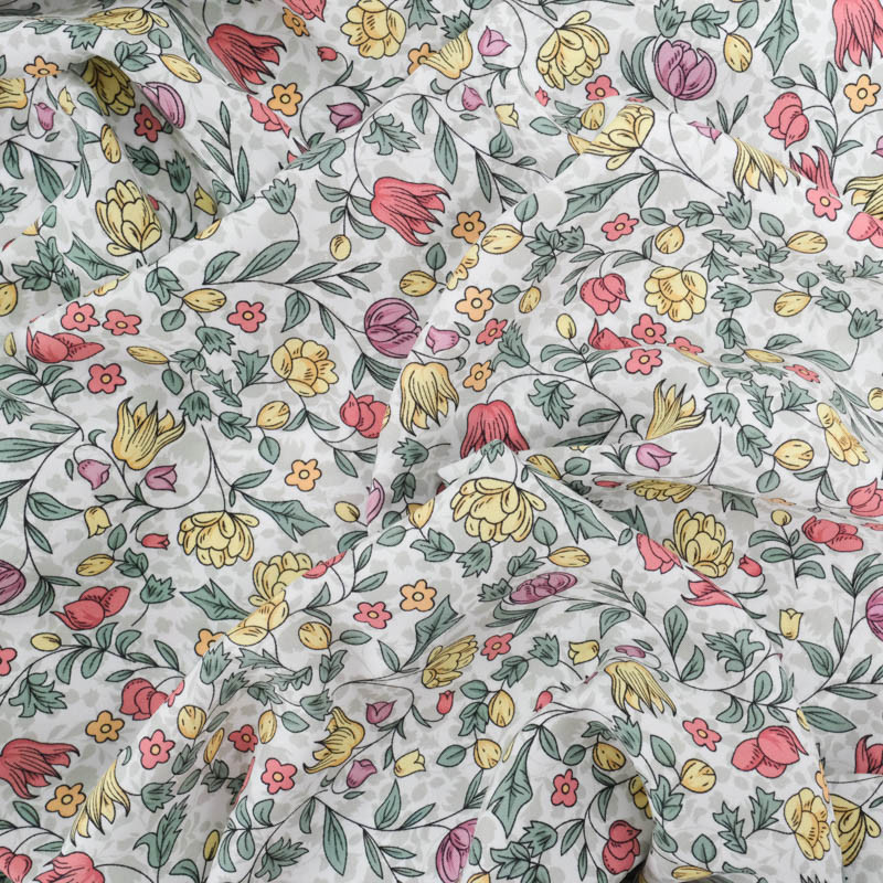 Viscose Impression Digitale Jardin Anglais Rouge - Maison Klem