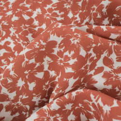 Viscose Impression Digitale Fleurs Paint Terracotta - Maison klem