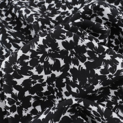 Viscose Impression Digitale Fleurs Paint Noir - Maison Klem