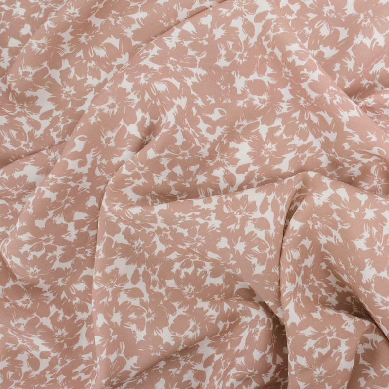 Viscose Impression Digitale Fleurs Paint Taupe - Maison Klem