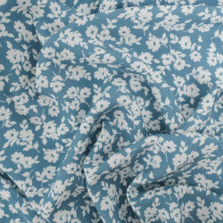 Viscose Impression Digitale Bleu Gris Lisa - Maison Klem