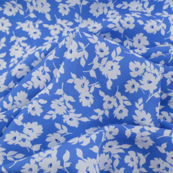 Viscose Impression Digitale Bleu Céruléum Lisa - Maison Klem