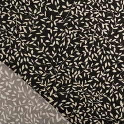 Viscose Impression Digitale Petit Feuillage Noir - Maison Klem