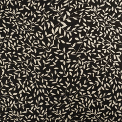 Viscose Impression Digitale Petit Feuillage Noir - Maison Klem