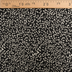 Viscose Impression Digitale Petit Feuillage Noir - Maison Klem