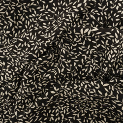 Viscose Impression Digitale Petit Feuillage Noir - Maison Klem