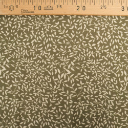 Viscose Impression Digitale Petit Feuillage Kaki - Maison Klem