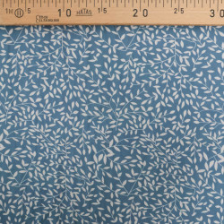 Viscose Impression Digitale Petit Feuillage Bleu Gris - Maison Klem