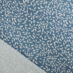 Viscose Impression Digitale Petit Feuillage Bleu Gris - Maison Klem