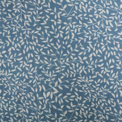 Viscose Impression Digitale Petit Feuillage Bleu Gris - Maison Klem