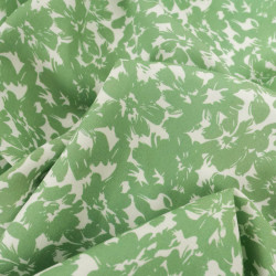 Viscose Impression Digitale Fleurs Paint Vert Prairie - Maison Klem