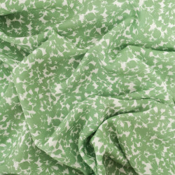 Viscose Impression Digitale Fleurs Paint Vert Prairie - Maison Klem