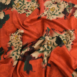 Tissu Satin Effet Soie Célia Vermillon - Maison Klem