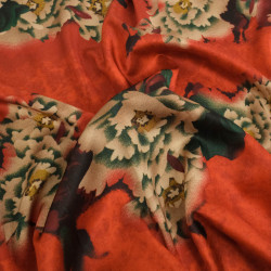 Tissu Satin Effet Soie Célia Vermillon - Maison Klem