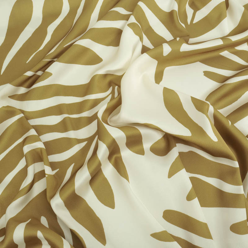 Tissu Satin Effet Soie Ombélia Olive - Maison Klem