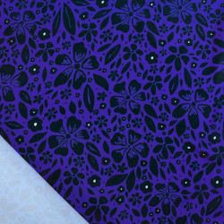 Tissu Satin Effet Soie Floral Bleu Royal - Maison Klem