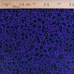 Tissu Satin Effet Soie Floral Bleu Royal - Maison Klem