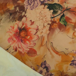 Tissu Satin Effet Soie Flower - Maison Klem