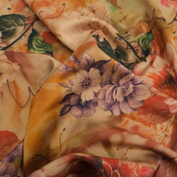 Tissu Satin Effet Soie Flower - Maison Klem