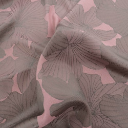 Tissu Satin Jacquard Allan Rose Gris - Maison Klem