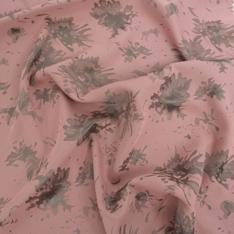 Tissu Satin Jacquard Lanna Rose Gris - Maison Klem