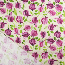 Popeline de Coton Imprimé Digital Tulipes Violettes - Maison Klem