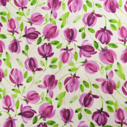 Popeline de Coton Imprimé Digital Tulipes Violettes - Maison Klem
