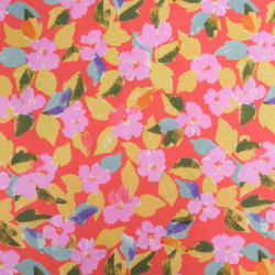 Popeline Imprimé Digital Pop Flower Rouge - Maison Klem