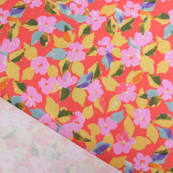 Popeline Imprimé Digital Pop Flower Rouge - Maison Klem