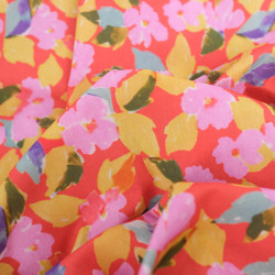 Popeline Imprimé Digital Pop Flower Rouge - Maison Klem