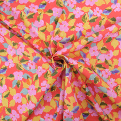 Popeline Imprimé Digital Pop Flower Rouge - Maison Klem