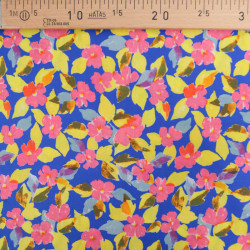 Popeline Imprimé Digital Pop Flower Bleu Roi - Maison Klem