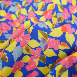 Popeline Imprimé Digital Pop Flower Bleu Roi - Maison Klem