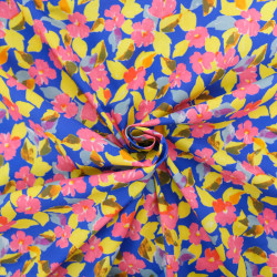 Popeline Imprimé Digital Pop Flower Bleu Roi - Maison Klem