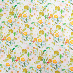 Popeline Imprimé Digital Aquarelle Fleuri Jaune - Maison Klem